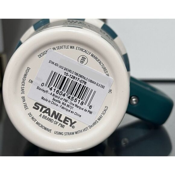 Stanley Quencher H2.0 FlowState Tumbler 20oz, EMERALD GREEN CABANA GLOSS - Picture 5 of 5